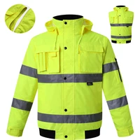 High Visibility Parka Windproof Jacket Waterproof Parka Men's Work Reflective Parka 2