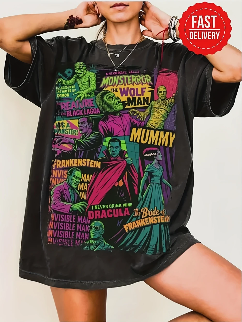 Eternal Monster T-Shirt mit großem Aufdruck | Rundhalsausschnitt, reguläre Passform, geeignet für alle Jahreszeiten, bevorzugt für Männer und Frauen.