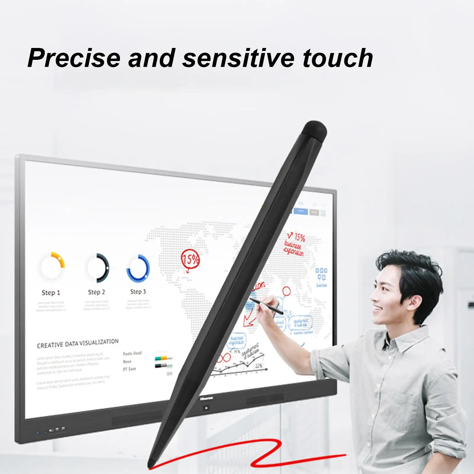 Electronic Touch Screen Pen Double Tips Touch Screens Pen High Sensitive & Precision Touch Screens Pen For Business Presentation