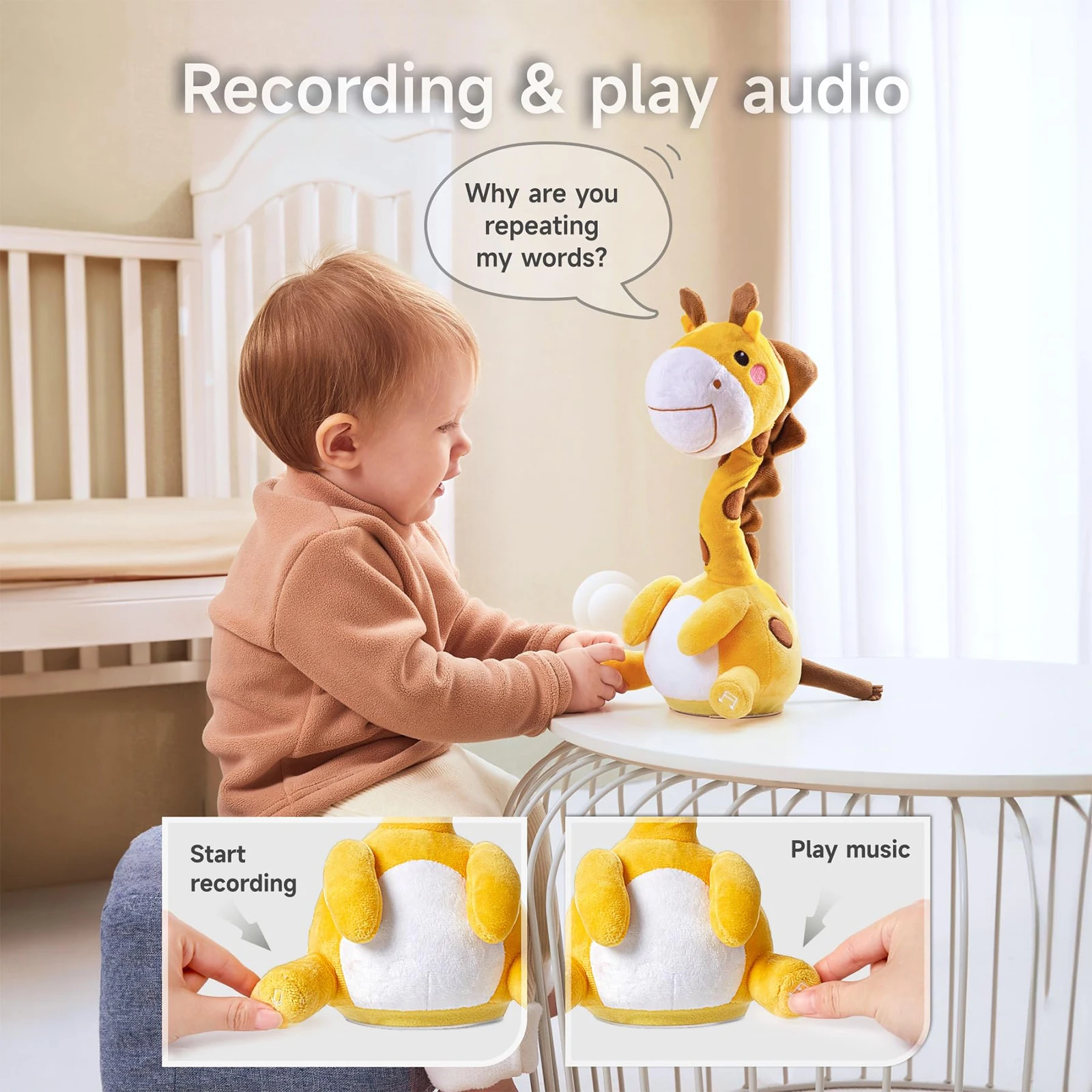Cute Dancing Talking Giraffe Baby Toy Electric Soft Plush BT with Record Music Function Singing Interactive Brain Development