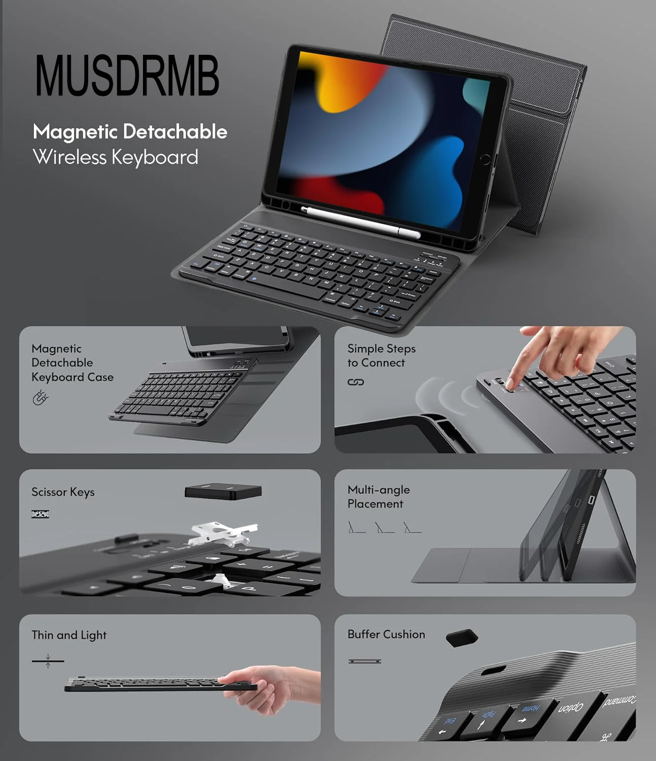 Versatile Wireless Keyboard and Mouse Set with Detachable Protective Cover