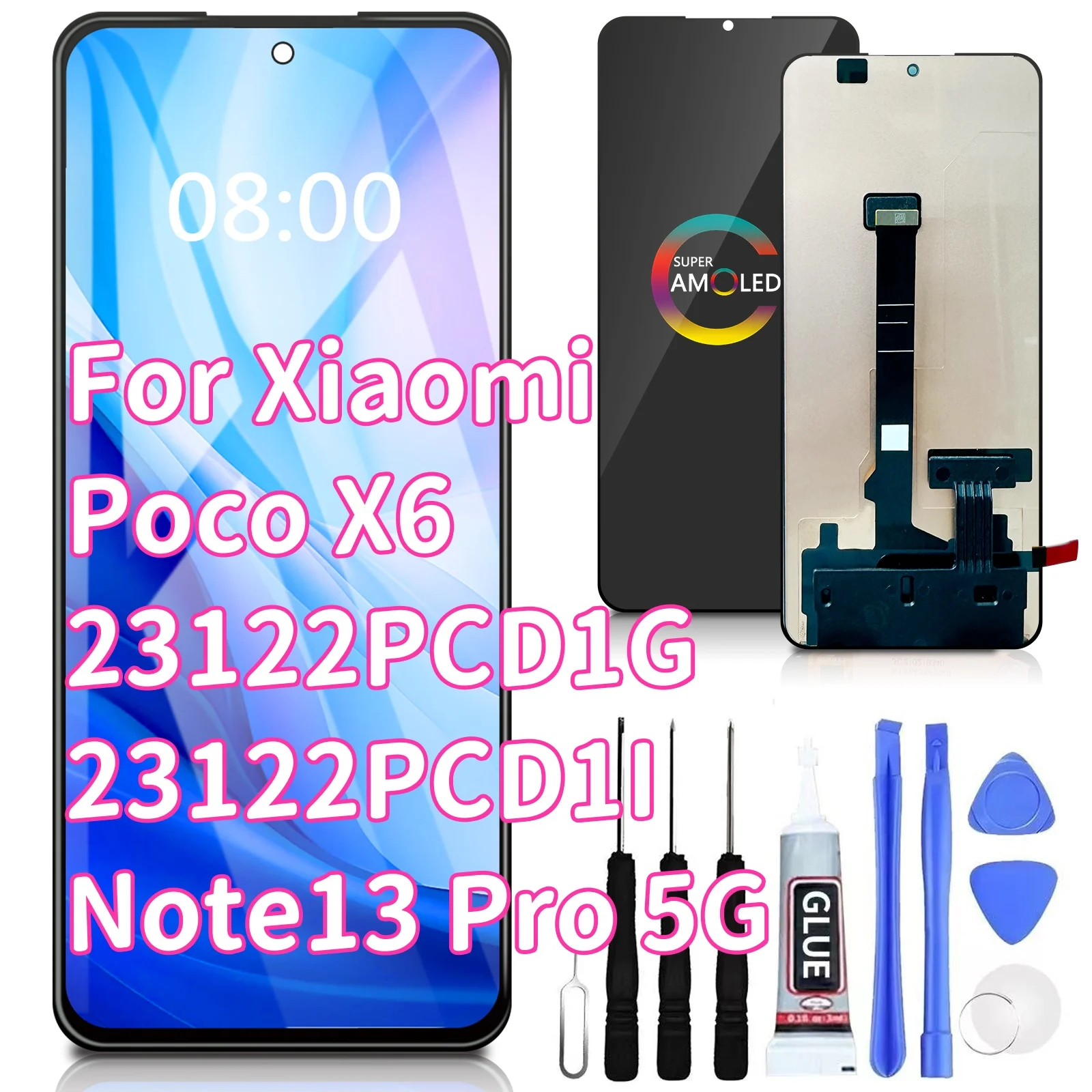 

ЖК-дисплей 6,67 дюйма для Xiaomi Poco X6 23122PCD1G 23122PCD1I Note13 Pro 5G 2312DRA50C 2312cradle 3C дисплей сенсорный экран дигитайзер Замена