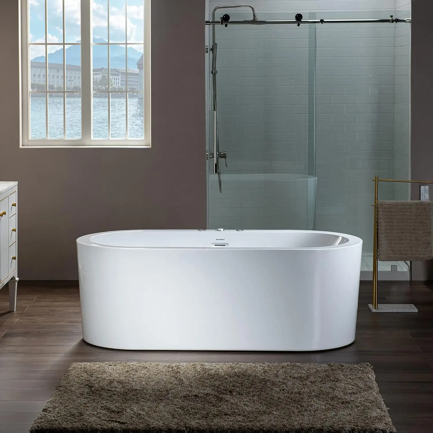 Whirlpool Water Jetted and Air Bubble Freestanding Heated Soaking Combination Bathtub Air Massage High Performance Pump 2