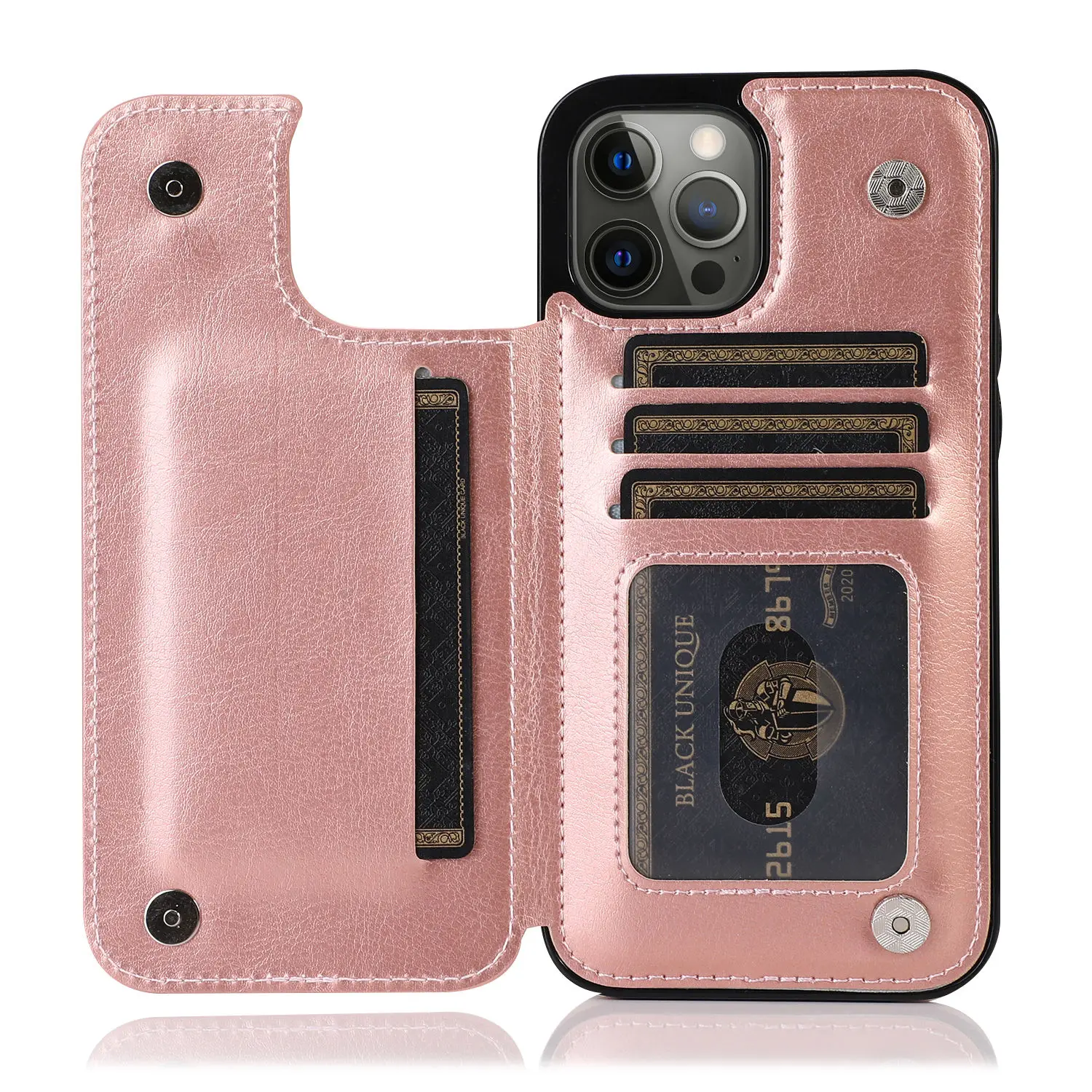 thumbnail image 1 of Luxury PU Leather Wallet Case For iPhone 15 14 13 12 11 Pro Max SE X XR XS Max 8 7 6 6S Plus Kickstand Card Holder Slots Cover, 1 of 5