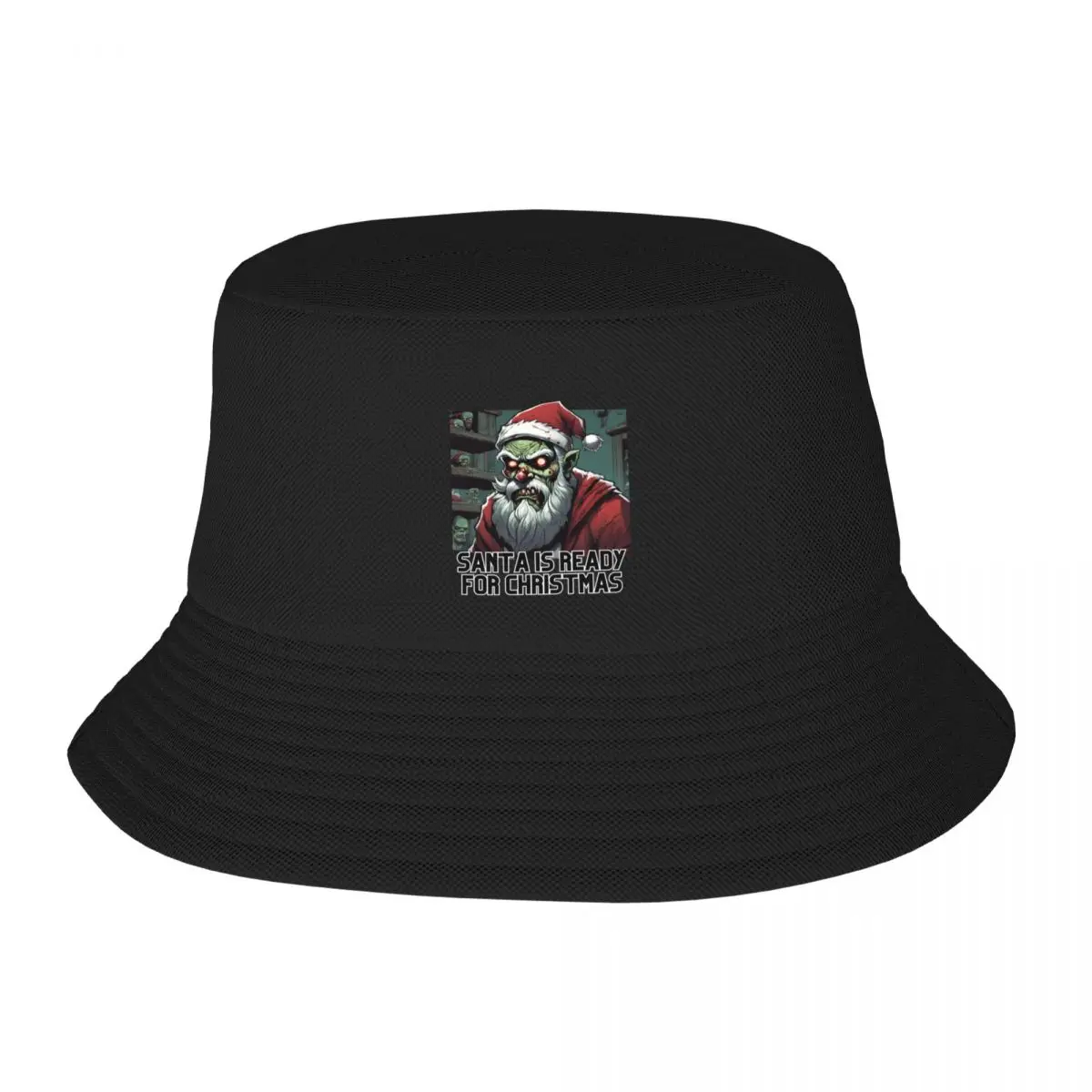 

Santa is Zombie this Christmas Bucket Hat Thermal Visor Hood fishing hat Men Hats Women's