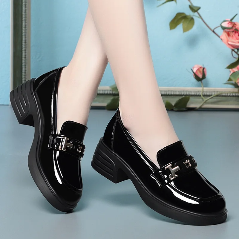Brown Formal Closed Shoes ZTTD Breathable Work Shoes Women Shoes In Non  Slip Sole White Leather