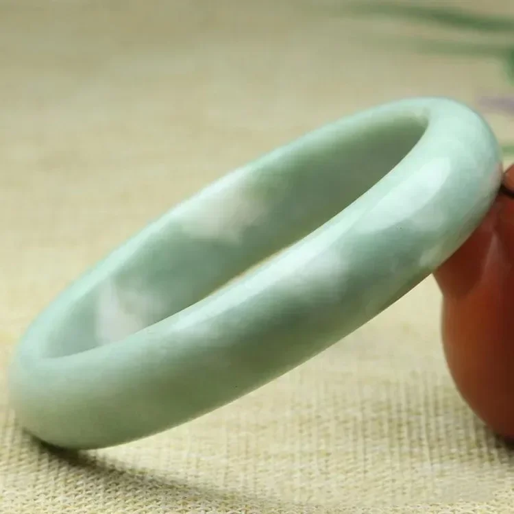 

Exquisite Jade Bracelet Women's A Goods Light Green Floating Flower Bangle Cheongsam Accessories Temperament Simple Jewelry Gift