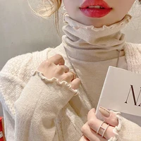 Rimocy Fold Turtleneck Jumper Women Autumn Winter High Elastic Solid Color Sweater Woman Simple All Match Bottoming Top Female 2
