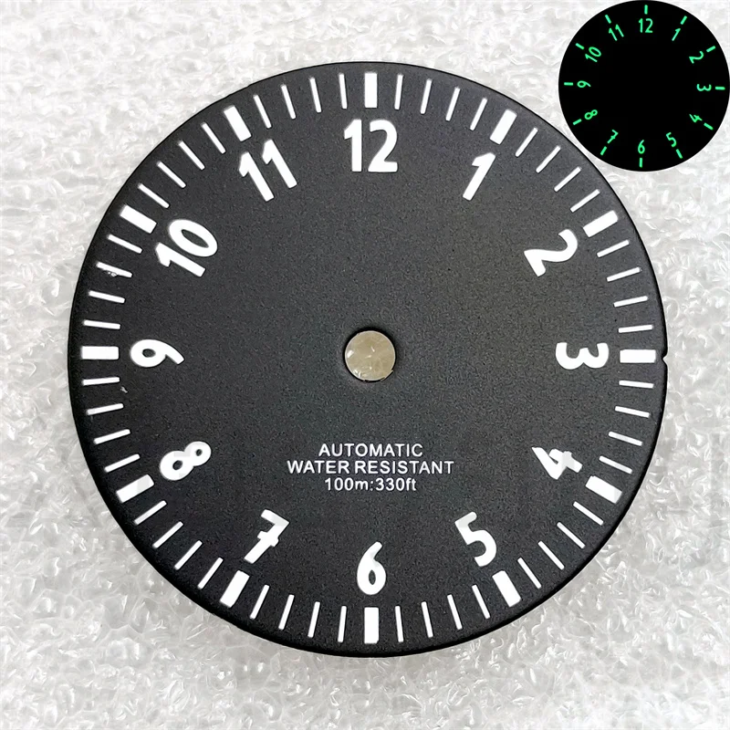 Pilot Style Watch Dial and Hand Sets with C3 Green Luminous – Available in Black, Blue, Green, and White