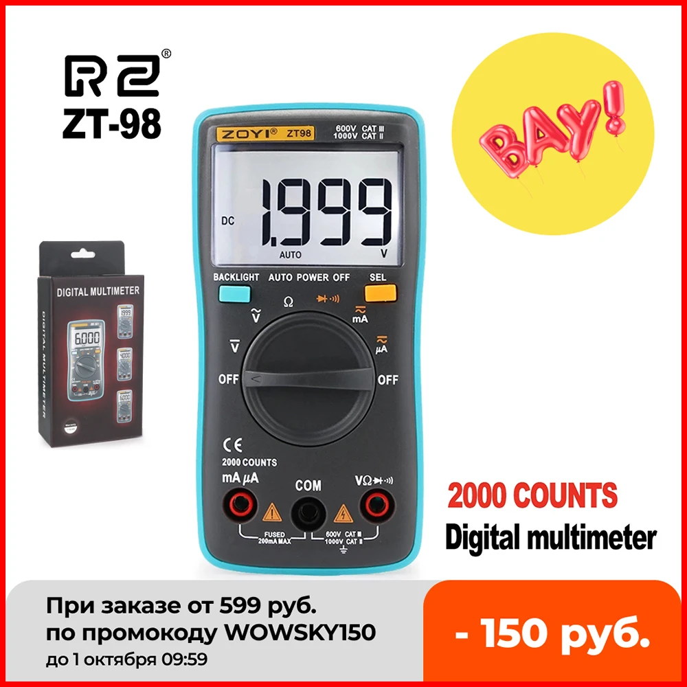 ZOYI Digital Multimeter backlight Meter voltage Diode Ammeter Voltmeter Resistance Frequency ZT98 ZT100 ZT101 ZT102