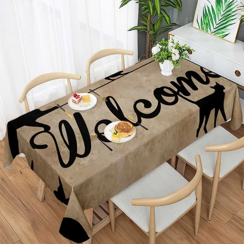 Christmas Printing Banquet Household Tablecloth Waterproof Oil-proof Coffee Table Cloth Kitchen Decoration Table Cover Red Mat
