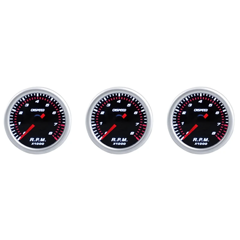 

3X CNSPEED 2-дюймовый 52 мм автомобильный телефон, 0-8000 об/мин 12 В Универсальный автомобильный двигатель, белый фотометр, указатель об/мин