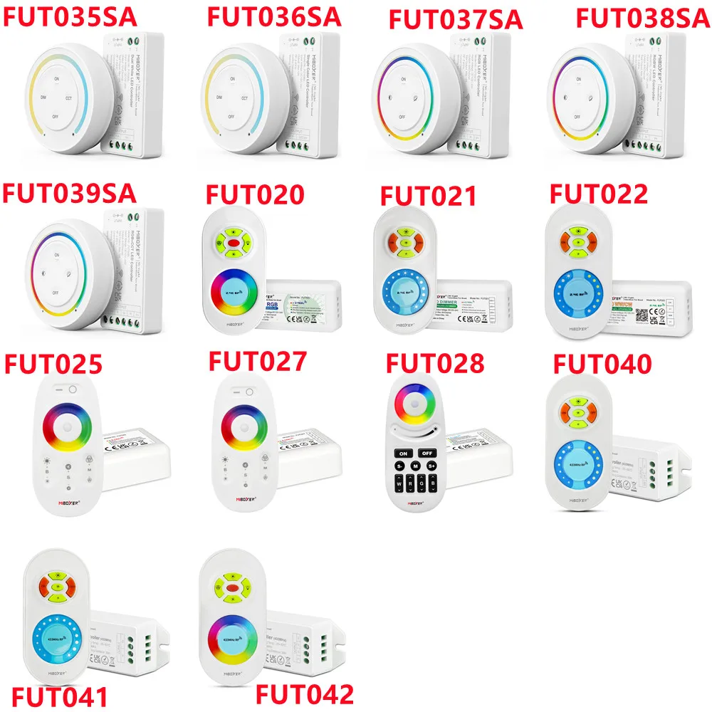 

RGB+CCT Dual White Single RGB RGBW LED Controller 16 Millions 2.4GHz RF wireless remote Kits Brightness saturation DC12~24V