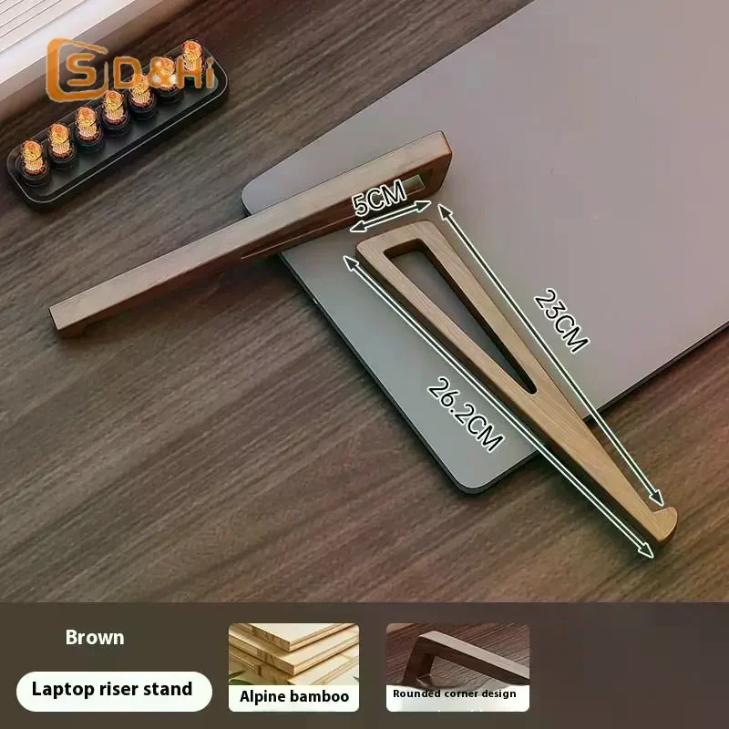 1 Set Foldable Wooden Laptop Stand - Adjustable Ergonomic 12° Angle With Cooling Design For Notebook Tablet