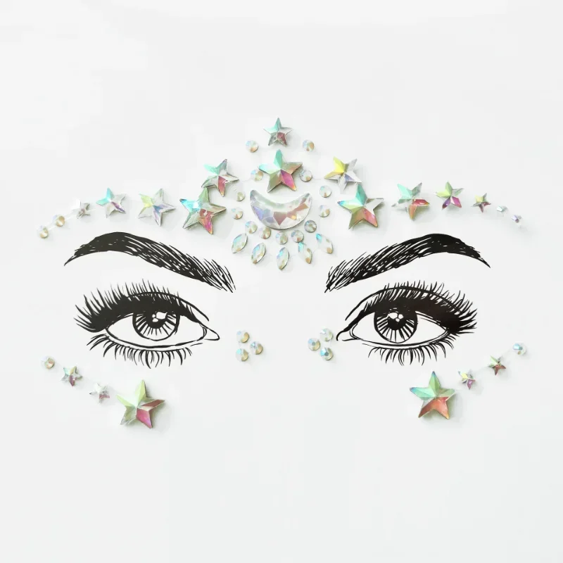 Mermaid 3D Crystal Tattoo Sticker Party Face Stickers Face Decoration