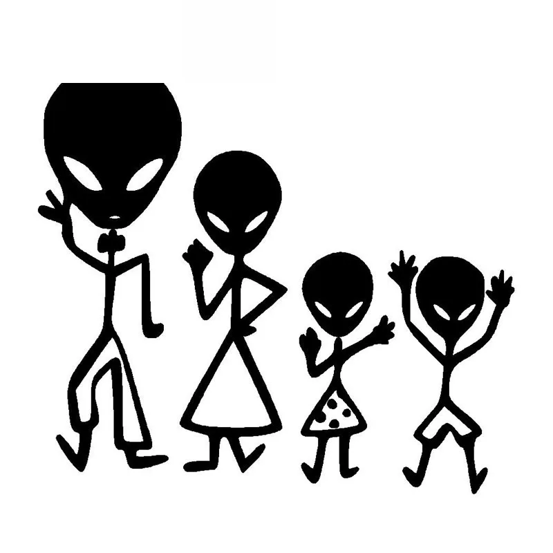

Fun Dancing Aliens Family Car Styling Fashion Window Cover Scratch Decal Pvc for All Kinds of Cars Black/white, 15CM *14CM