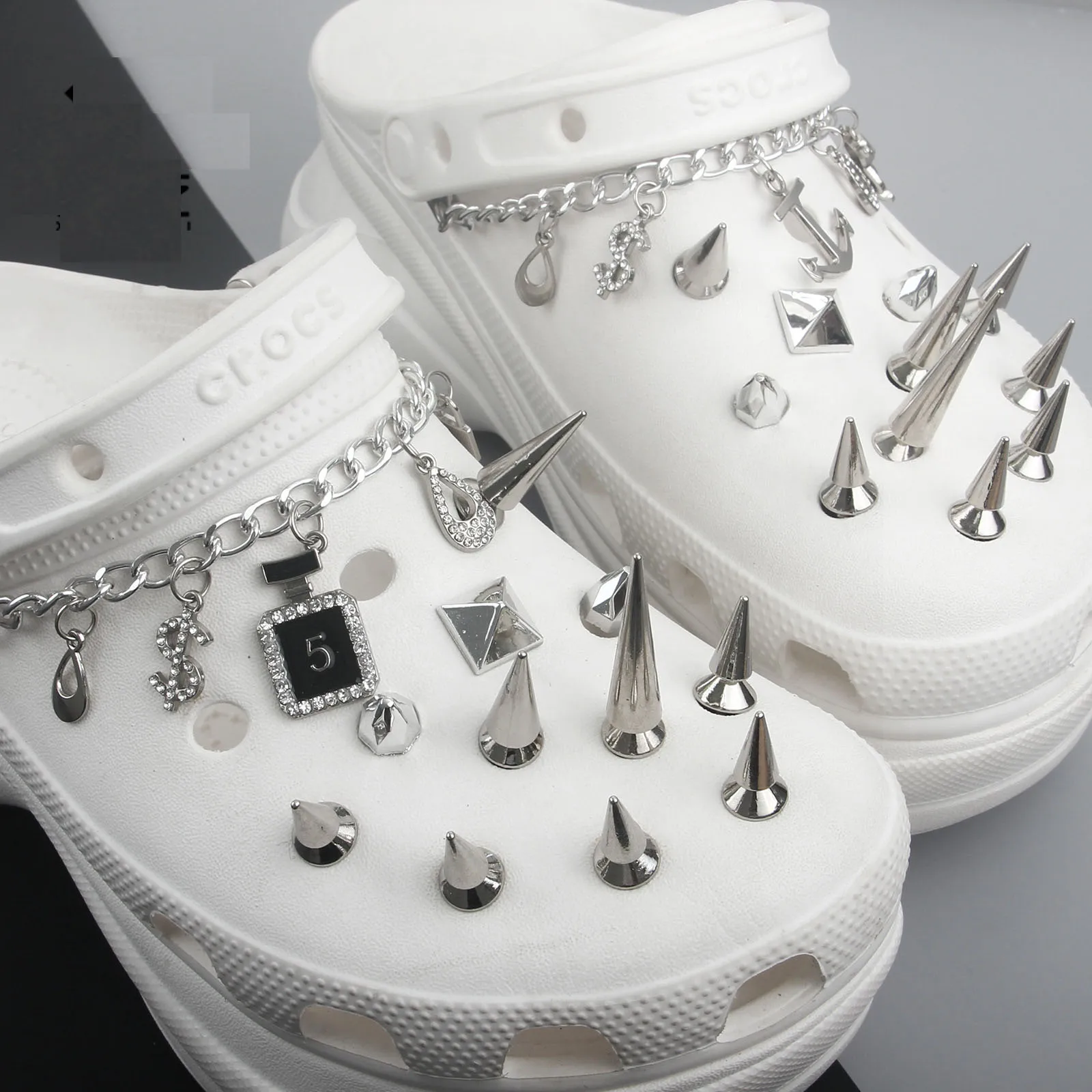 

detachable set croc shoes charms heart pin rivet 3D Accessories jibz for croc clogs shoe Decorations man kids gifts
