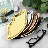 Stainless Steel Lip Shaped Jewelry Tray Home Cosmetics Metal Tray Female Jewelry Storage Tray Decorative New 1
