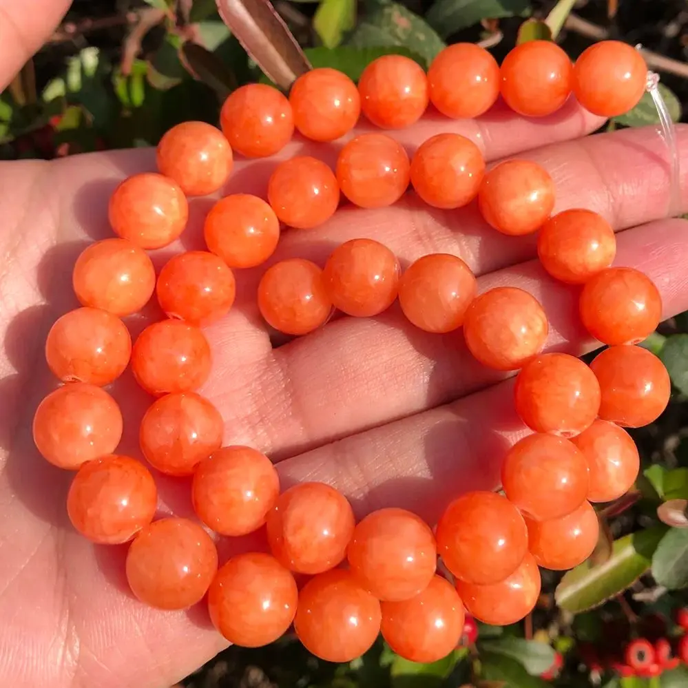 Jade 6 Mm Perlen Rund Orange Mashan Jade Edelstein Strang