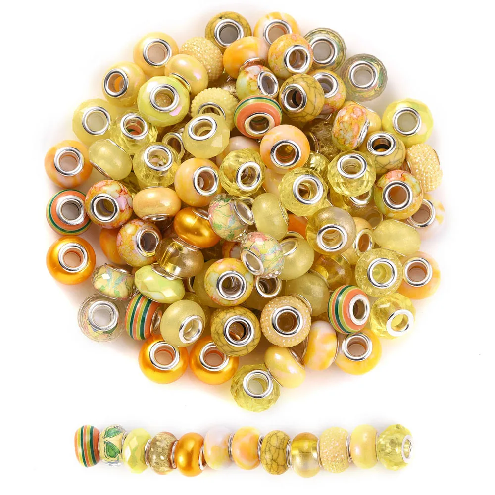 50 Stück 14 mm flache runde Acrylperlen mit großem Loch, gemischte Farben, Acryl-Abstandsperlen für DIY-Anhänger, Armband, Halskette, Schmuckherstellung – Detail 6