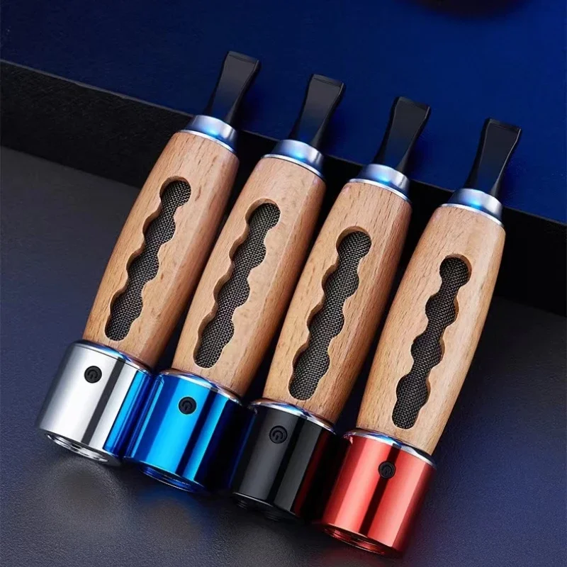 Charging Lighter Vintage Wood Grain Creative USB Tungsten Coil Lighter Car Portable Ash Collection Anti-dirty Cigarettes Filter Charging lighter