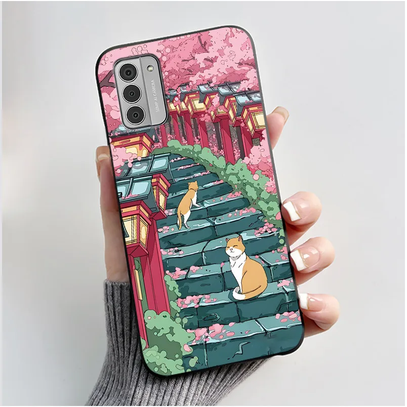 Silicone Soft Black Aesthetic Cute Cat Astronaut Phone Case Bumper Shell