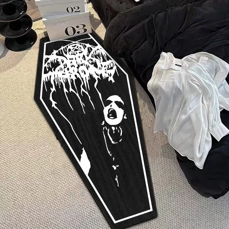 VIKAMA Halloween Gothic Style Horror Skull Vampire Carpet Bedroom Living Room Entrance Washable Stain-resistant Floor Mats floor mat