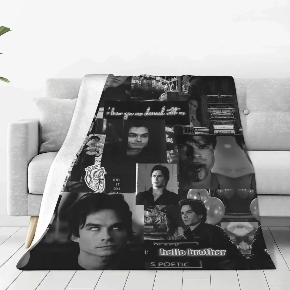 

Damon Salvatore The Vampire Diaries Blankets Velvet All Season Warm Throw Blanket for Home Office Plush Thin Quilt
