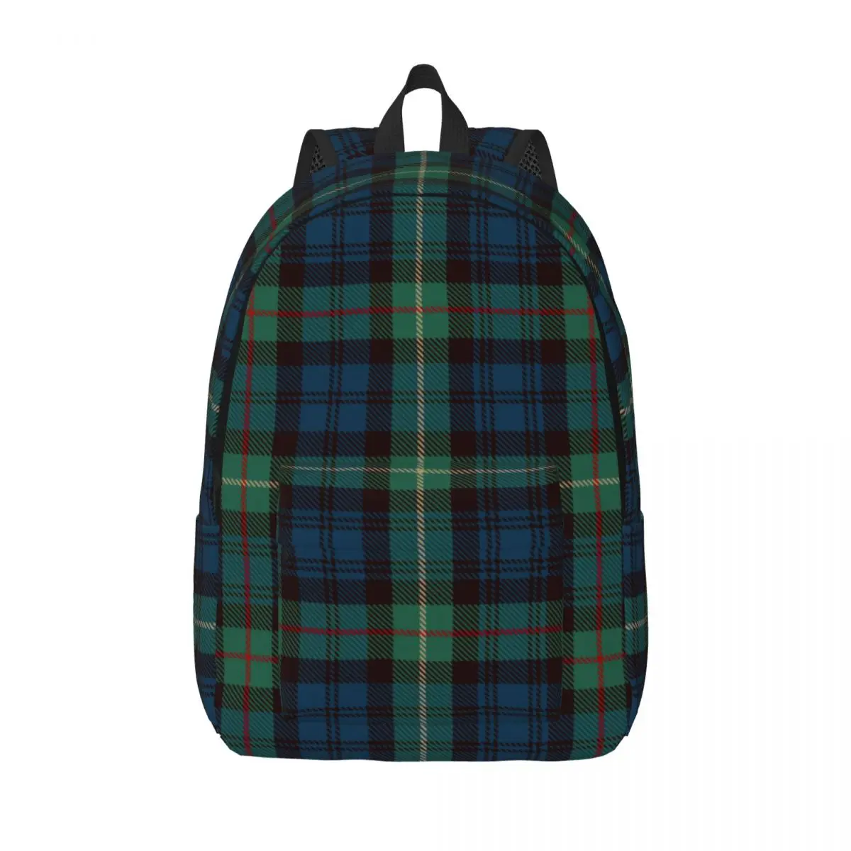 

Tartan Rustic Green And Blue Black Watch Plaid Holiday Backpack High School Check Daypack for Men Laptop Computer Canvas Bags