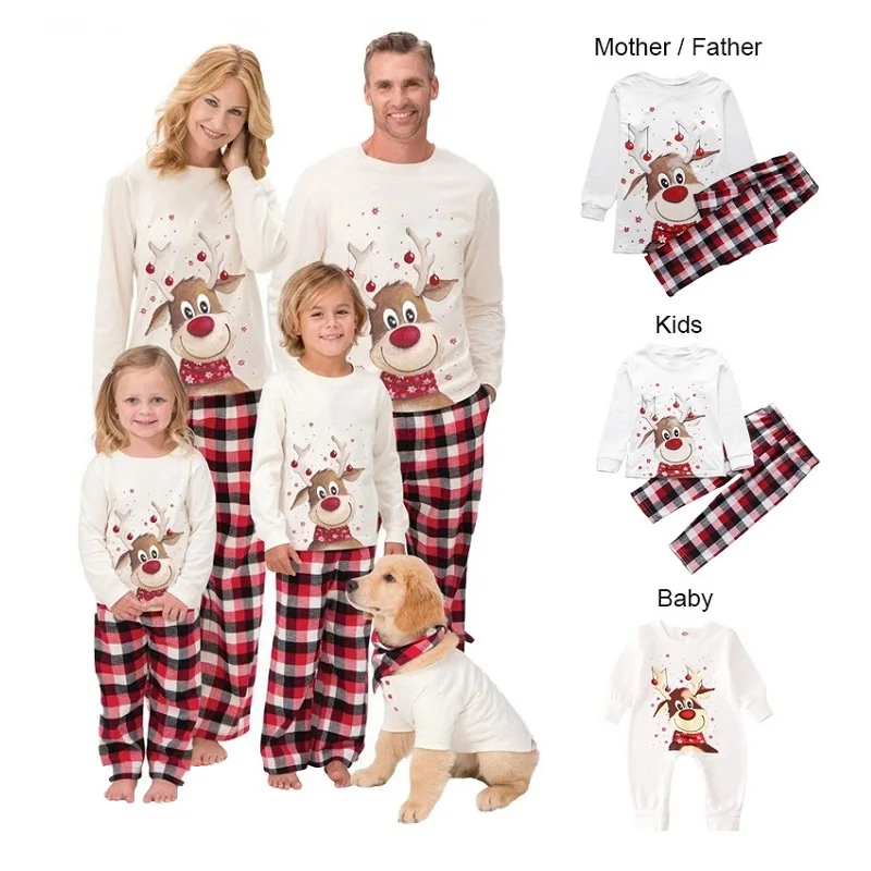 Matching Pajamas Christmas Family Pajamas Xmas Deer Adult Kid Pjs Set Baby Jumpsuit Family Pyjamas
