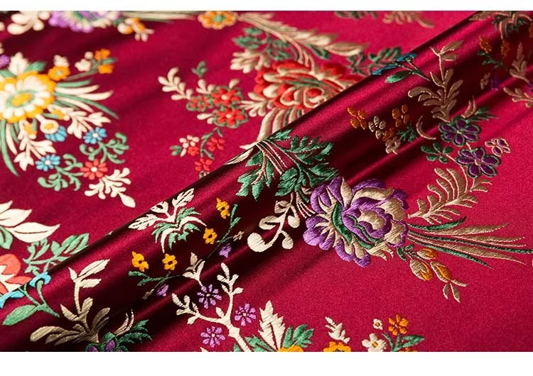brocade jacquard flower-pattern damask fabrics for silk satin dress sewing cheongsam and kimono diy designer patchwork material