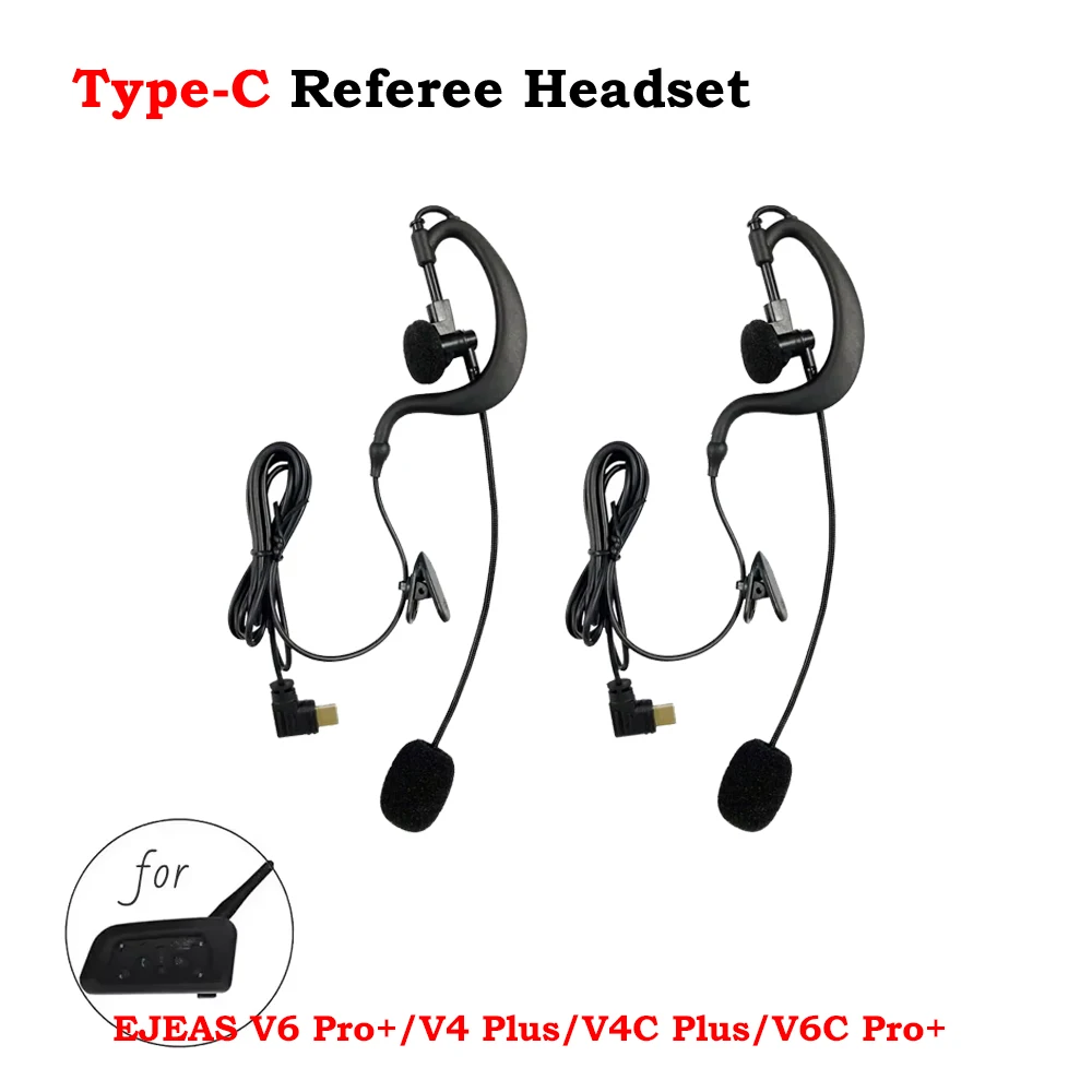 적합한 EJEAS V4C Plus/V6C Pro+/V4 Plus/V6 Pro+ 오토바이 헬멧 블루투스 인터콤 헤드셋 타입-C 인터페이스 심판용 이어폰