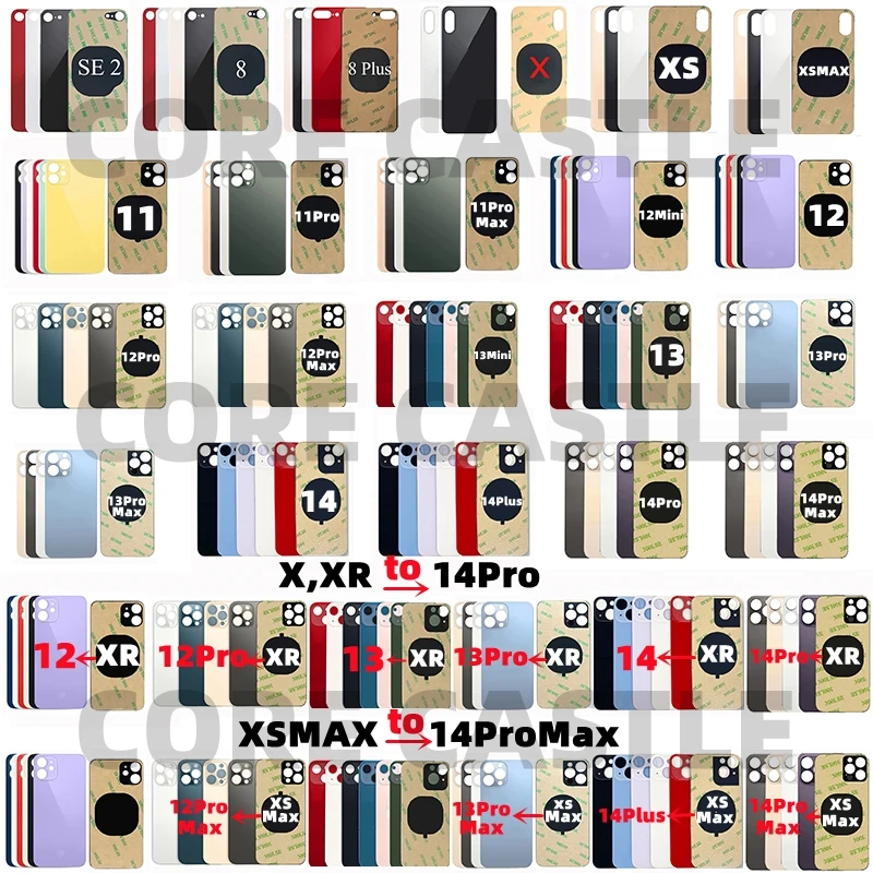 

For iPhone 8 Plus 11 12 13 Mini 14 Pro Max X XR XS SE Back Glass Panel Battery Cover Replacement Parts Original With logo Rear