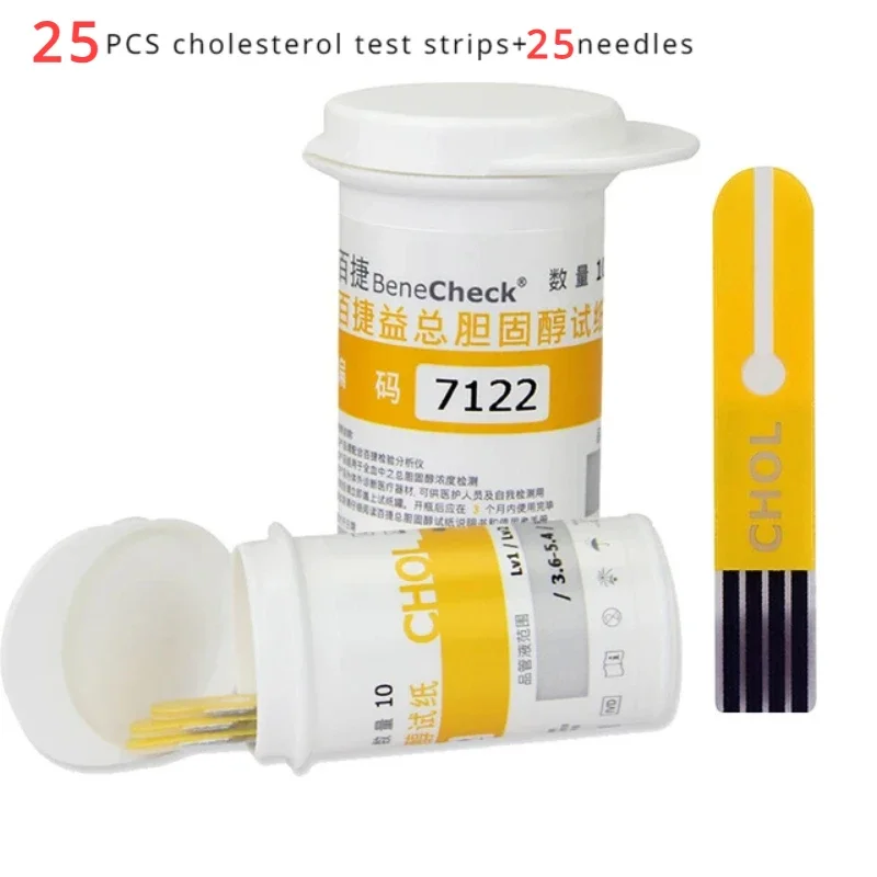 25pcs Cholesterol Test Strip BeneCheck Test Paper Total Cholesterol Strip Precision Medical