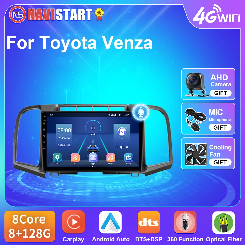 

NAVISTAR T5 For Toyota Venza 2008-2016 Car Radio Android 10 4G WIFI GPS Navigation Carplay Android Auto DSP Player No DVD 2 Din