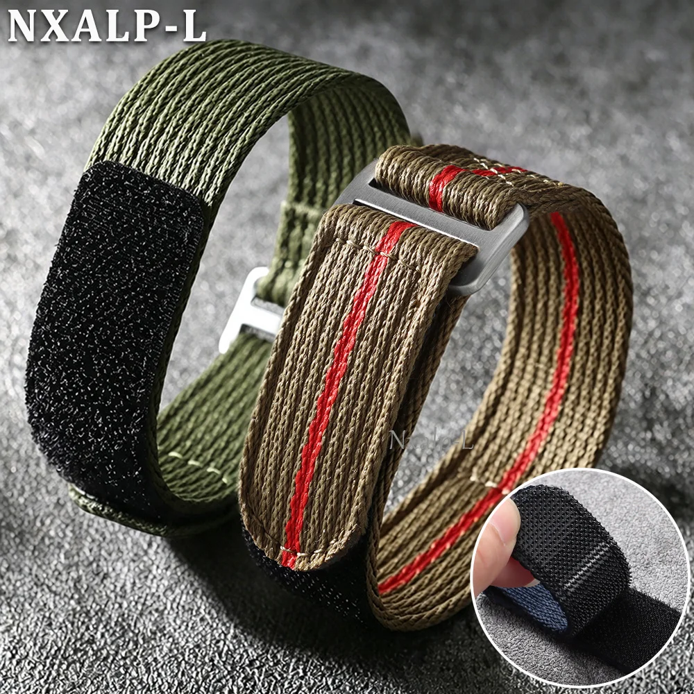 Durable Nylon Military-Style Waterproof Watch Band with Hook and Loop Fastener