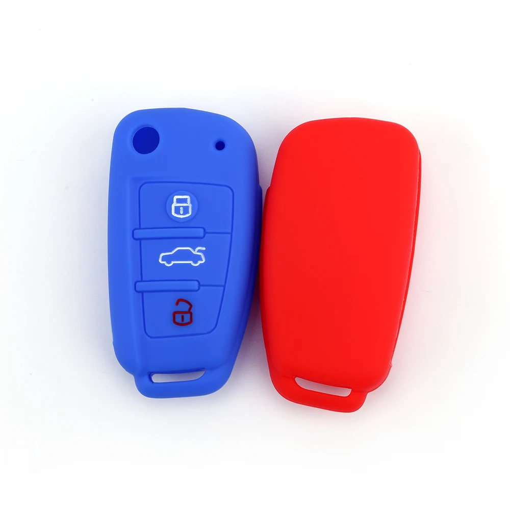 Silicone Cases Protector Cover For Audi A1 A3 A6 Q2 Q3 Q7 TT TTS R8 S3 S6 RS3 RS6 3 Buttons Folding Remote Control Car key