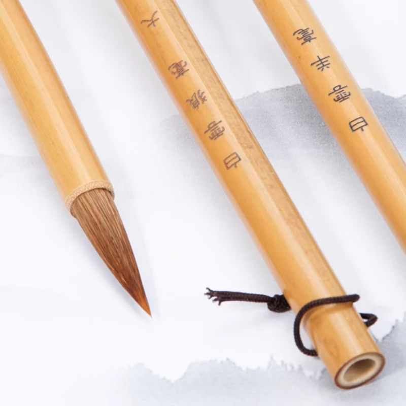 3 개/대 도자기 브러시 양모 대나무 극 그림 개요 라인 채우기 컬러 브러시 DIY 세라믹 유약 유약 그림 도구에/언더