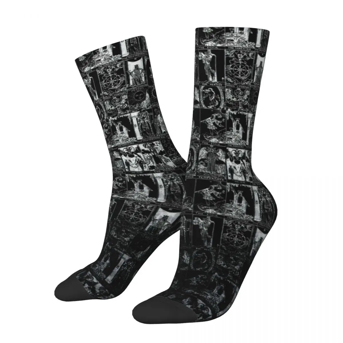 

Major Arcana Tarot Socks Autumn Silver and Black Stockings Fashion Unisex Breathable Socks Pattern Cycling Anti Sweat Socks