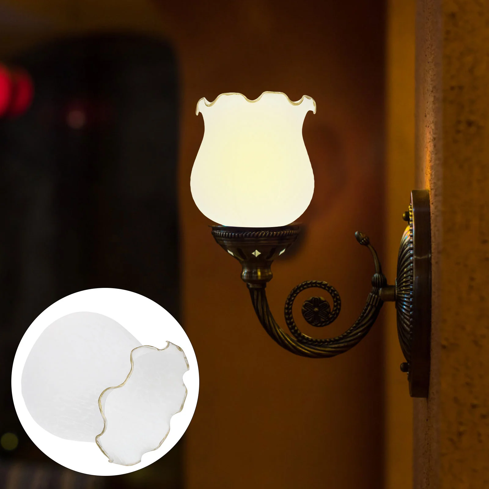 

White Glass Lampshade E27 Lily Flower Lamp Shade Tulip Light Covers Lighting Fixture Accessory Lampshade Glass