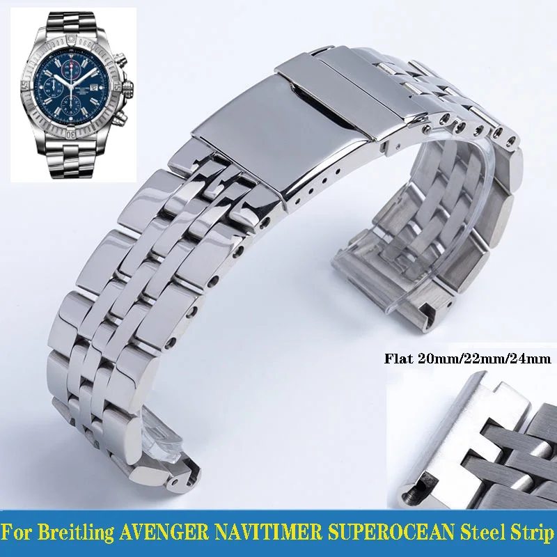 

Solid Stainless Steel Watchband For Breitling Strap Watchband 20mm 22mm 24mm for AVENGER NAVITIMER SUPEROCEAN Bracelet Belt Logo