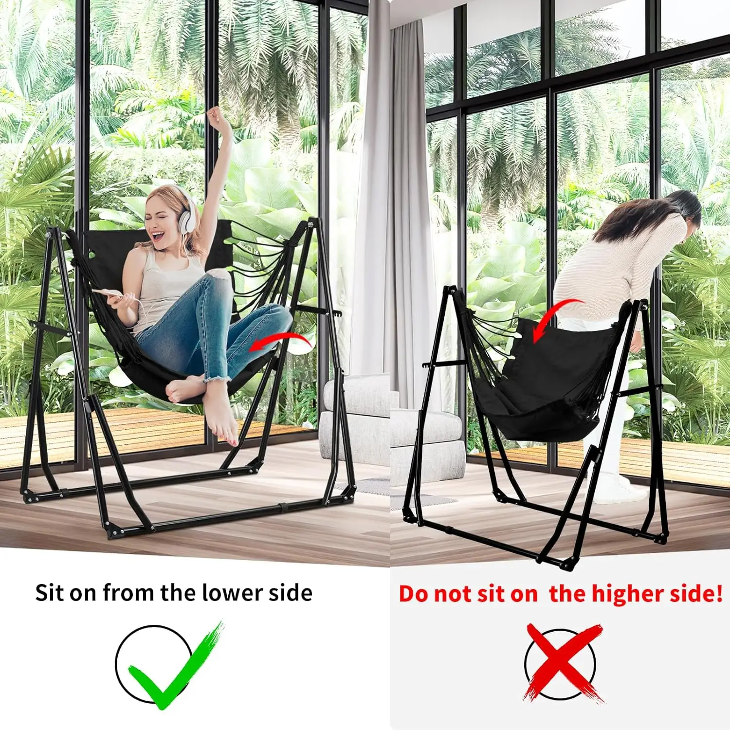 2 in 1 Hammock with Stand, Outdoor Hammock Swing Chair with Portable Heavy Duty Stand, Multi-Functional Hammock Stand