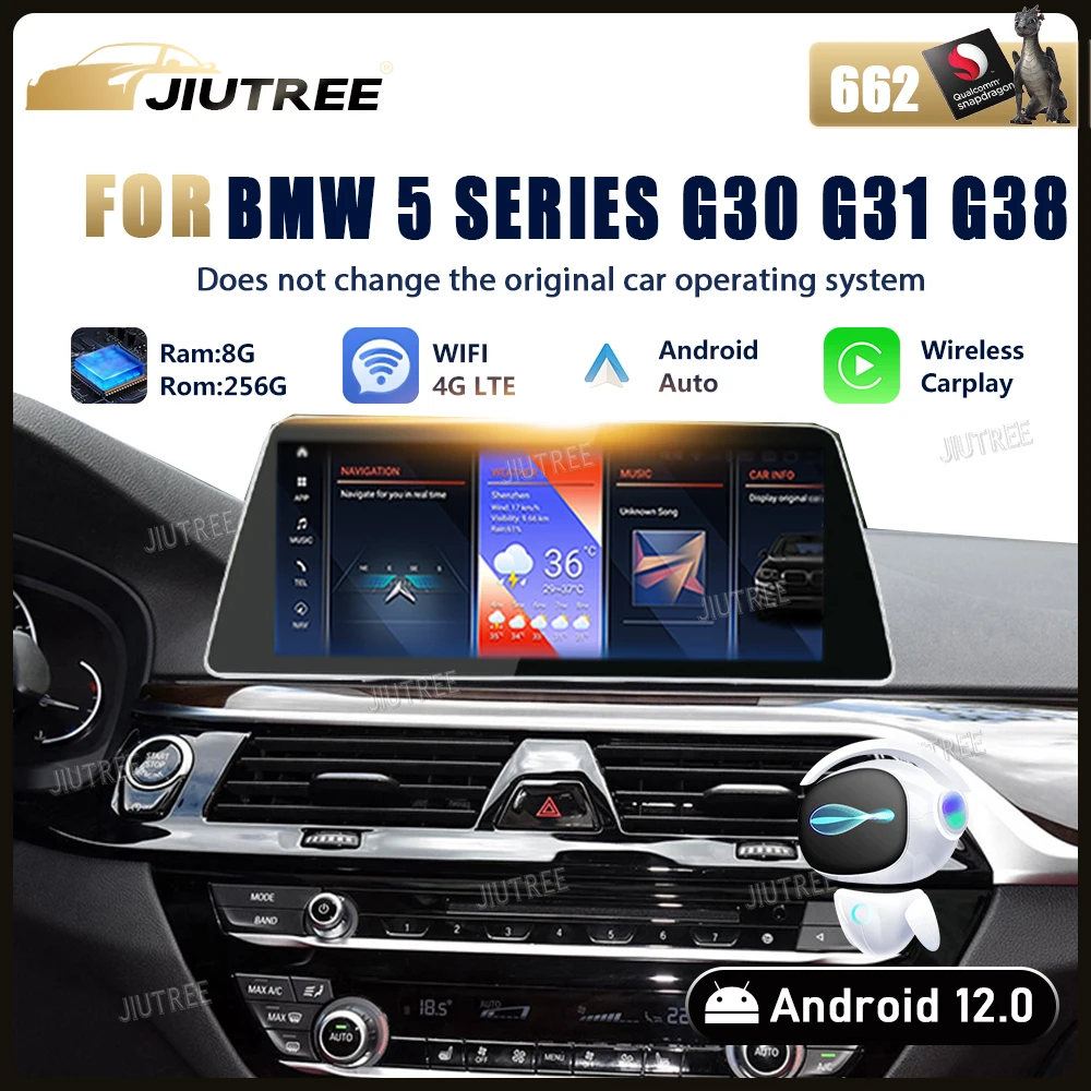 

Android 12 для BMW 5 серии G30 G31 G38 2018 - 2021 EVO система беспроводной Carplay Автомобильный мультимедийный видеоплеер Радио GPS навигация