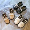 Kids PU Leather Shoes Spring Autumn Fashion Girls Pearls Casual Princess Flats Soft Loafers School Student Children Black Beige 2