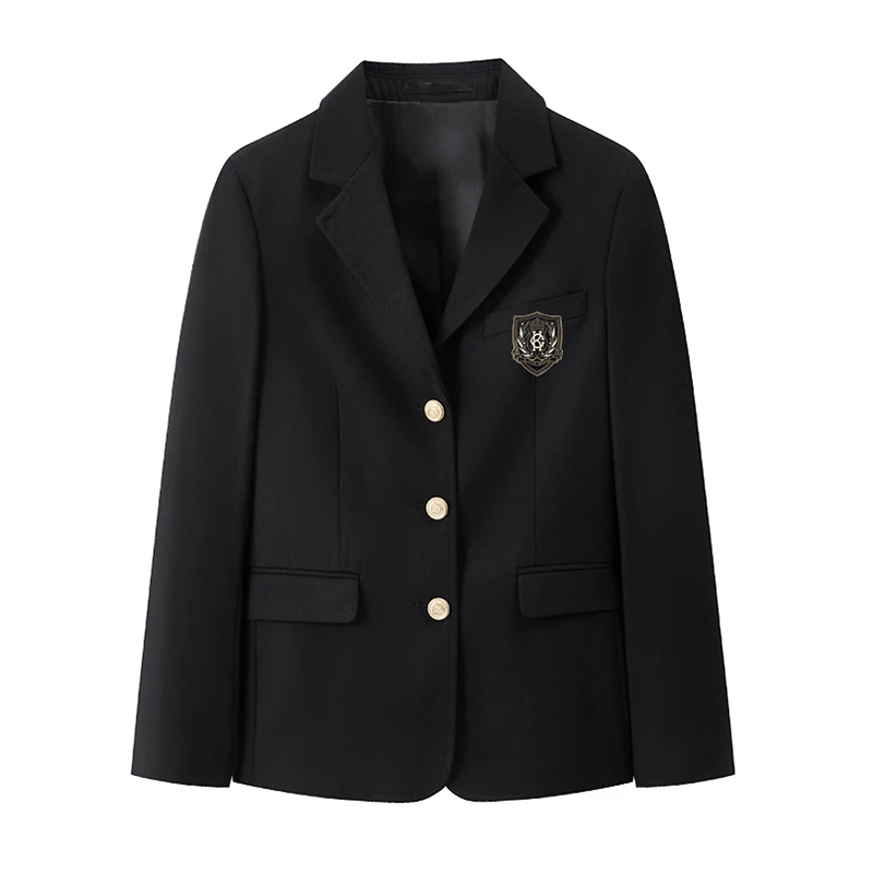 Women Long Sleeve Loose JK Brown Suit Jacket Uniform Blazer Three Buttons Spring Autumn Girls College Preppy Style Coat