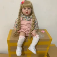 60 CM Silicone Reborn Toddler Doll Toy For Girl Lifelike Vinyl Princess Baby With Cloth Body Bebe Birthday Gift Dress Up Boneca 1