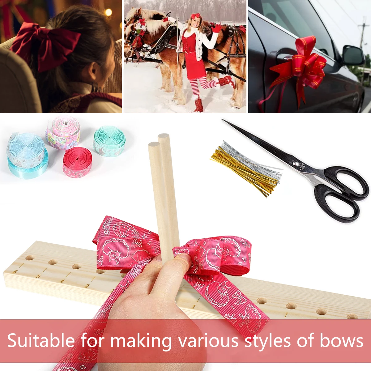 Wooden Bow Maker for Ribbon, Wooden Board Sticks Bow Making Kit for Making  Gift Bows DIY Wreath Ribbons Various Crafts