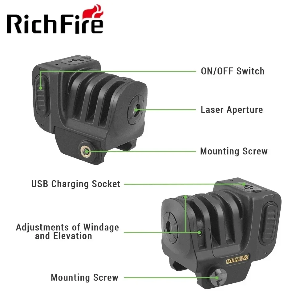 Rechargeable Compact Tactical Flashlight with Multi-Color Laser Beam