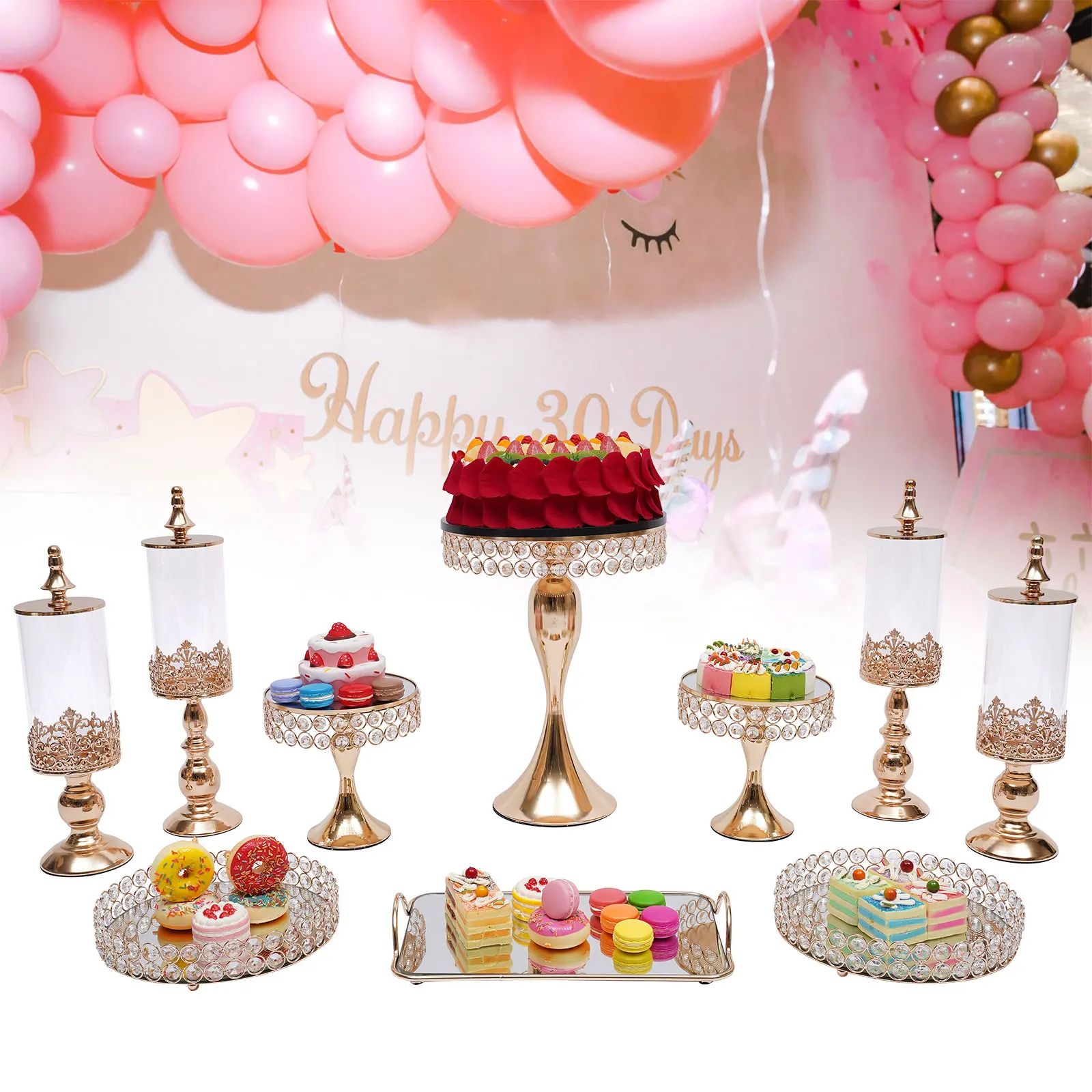 

10PCS Metal Pedestal Holder Cake Cupcake Stand Dessert Cupcake Pastry Candy Display Plate Gold Tower for Wedding Birthday Party