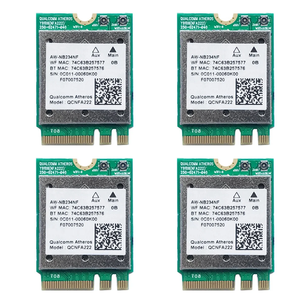 4X Qcnfa222 Aw-Nb234Nf 802.11A/B/G/N Wireless Wifi Bluetooth Card 2.4Ghz 5Ghz Wifi + Bt 4.0 Ngff Wlan